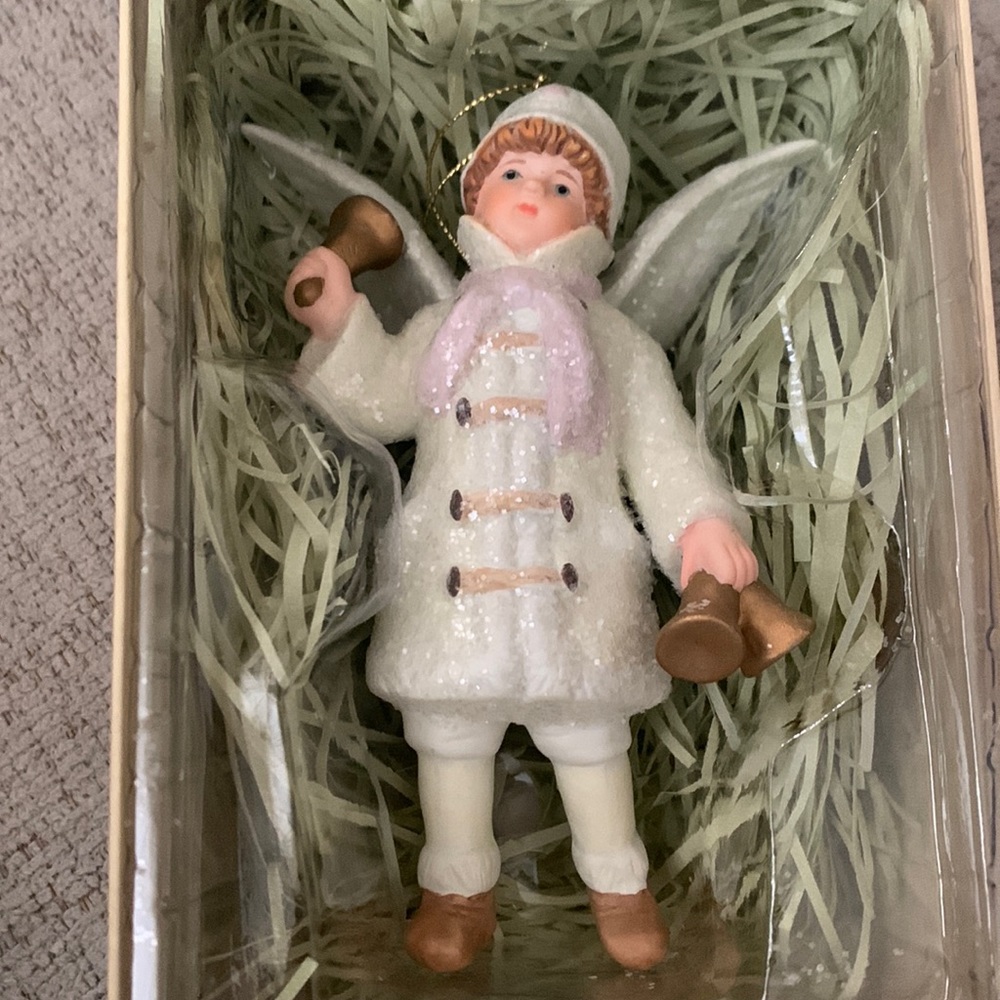 Victorian Boy Angel Ornament. Glitter all over
